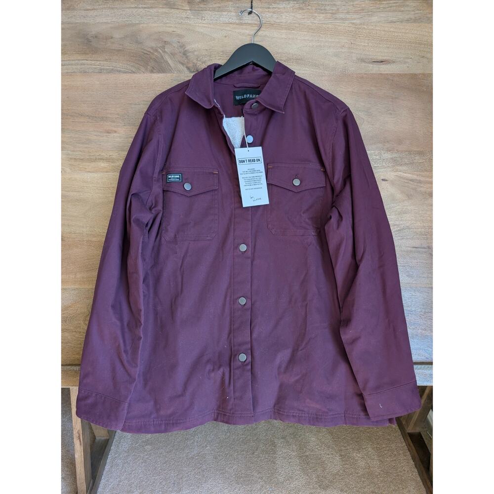 Wildfang The Essential Sherpa Lined Shacket Womens Large Red Button Front NWT